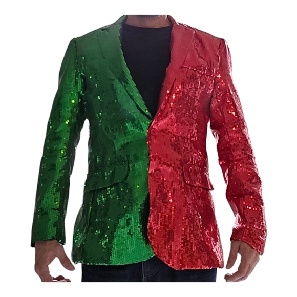 Suitmeister Sequin Two-Tone Slim-Fit Christmas Party Blazer US:M 38-40 NWOT - Picture 2 of 4